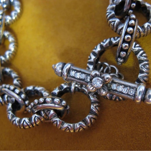 Barbara Bixby High end sterling silver link bracelet with 9 diamonds